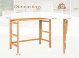 Natural Acacia Wood Foldable Patio Bar with Footrest & Slatted Top, Space-Saving Outdoor Pub 16941394