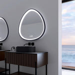 ZUN 32 x 32 in. Gunmetal Grey Framed Dimmable Anti-Fog LED Bathroom Vanity Mirror 39129063