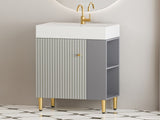 21.6" Open-shelving Bathroom Vanity with Ceramic Sink and Soft-Closing Door, Cloakroom Open Shelf 91739193