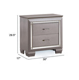 Contemporary 1pc Nightstand Silver Bedside Table LED Light English Dovetail Drawer Bedroom Furniture B011P232477