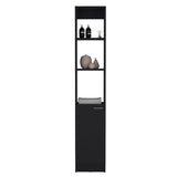 ZUN Linen Cabinet, 1 Door, 6 Shelves, Black B097P199754