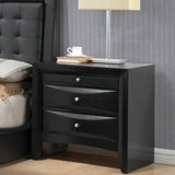 Wooden Nightstand with 2 Drawers and 1 Tray in Black Finish B016P252896