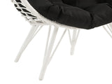 Galzed Black Fabric & White Wicker Patio Lounge Chair B2726P338653
