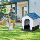 33 inch Large Plastic Dog House, Indoor Outdoor Doghouse Pet House with Air Vents and Elevated 55267204