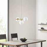 3-Light Chandelier with Frosted Glass Globe Bulbs B03596565