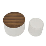 ZUN 2-Piece Set Round Chenille Storage Ottoman, Equipped with a Drum Shaped Small Stool, Storage Space, W487P179601