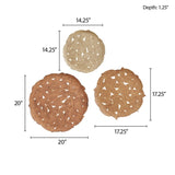 Textured Feather 3-piece Metal Disc Wall Decor Set B03598812