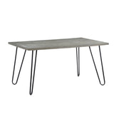 Modern Sleek Design Dining Table 1pc Light Gray Wooden Top Black Finish Metal Legs Dining Furniture B011134426