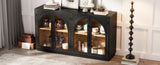 TREXM 4-Door Large Storage Sideboard Buffet Cabinet with Glass Doors, Arched Cabinet with Adjustable N715P290642B