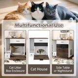 Cat Litter Box Enclosure, Indoor Hidden Cat Litter Box Furniture with 2 Drawers and Door, Cat House N704P287849D