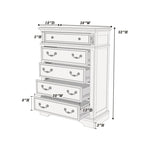 ZUN Antique White Wooden Chest Of Drawers Bedroom Formal 1pc Chest Antique Walnut Top Storage Cabinet B011P236763