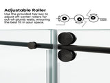 66*76" Fixed & Sliding Shower Door, Round Tube Hardware, Clear Glass Shower Door, 3/8 SGCC 51124158