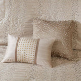 8 Piece Embroidered Comforter Set Natural Cal King B03597013