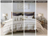 Cotton Jacquard Comforter Mini Set Ivory/Charcoal King/Cal King B035128811