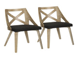Chair in White Washed Wood and Charcoal Fabric - Set of 2 B202P223451