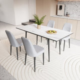 47"-63" expandable dining table set for 2-6 people, equipped with PU fabric thick cushioned dining 60768478