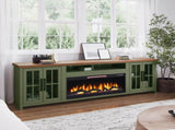 97 inch Fireplace TV Stand Console for TVs up to 100 inches, Minimal Assembly, Sage Green and B108P160247