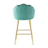 Shell shape green velvet bar chair, gold-plated metal chair legs, suitable for coffee shop, bar, W210P224254
