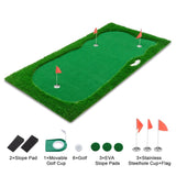 10x5 FT Golf Putting Green, Golf Training Mat with High-quality Turf, 3 Holes, 3 Flags and Cups for W1422P289866