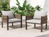 2-Pieces Outdoor Metal Patio Club Chair, Patio Arm Chair with Cushion, Modern Outdoor N780P254451B