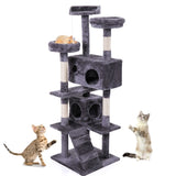 ZUN Cat Tree Cat Tower with Scratching Ball, Plush Cushion, Ladder and Condos for Indoor Cats, Gray W2181P147631