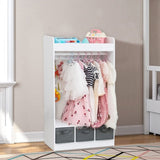 Kids Costume Organizer Costume RackKids ArmoireOpen Hanging Armoire Closet with Mirror-WHITE 27145262