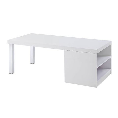 ZUN White High Gloss and Chrome Coffee Table B062P189215