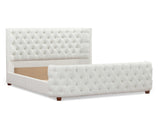 Brooklyn Queen Tufted Panel Bed Headboard and Footboard Set, Antique White Polyester B2719P238196