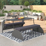 U_STYLE Versatile outdoor loveseat that converts to four seats and a table, suitable for gardens and WF321803AAE
