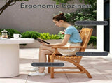 5-Piece Acacia Wood Patio Dining Set, 4-Person Outdoor Square Table & Armchair Set with Umbrella 49434874
