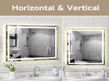 28x36" Gold Tempered Mirror Dual LED Light Strips Front and Back LightingUnable ship on weekends, 82248338