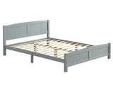 Full Single Bed Frame Vertical Striped Decorative Curved Headboard and Footboard Bed Frame Painted 17007454