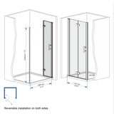 36 "x 72" Bifold Shower Door, 1/4" Tempered Glass, Matte Black Aluminum Frame, Explosion Proof W1675P307149