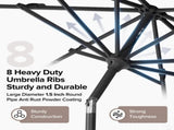 10 ft Patio Umbrella for Table, Outdoor Sun Umbrella with 32 LED Solar Lights, Khaki 64110166