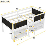 ZUN Twin Size Low Loft Bed with Two Movable Shelves and Ladder,with Decorative Guardrail 20211914