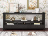 3 Tier Vintage Solid Console Table with 3 Drawers and Shelves, Industrial Console Table Coffee Table 10966810