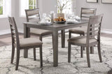 Beautiful Gray Finish 5pc Dining Set Table and 4 Side Chairs Set Fabric Upholstery Wooden Furniture B011P170909