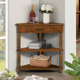 33.8'' Small Triangle Table, Wood Side Table for Small Spaces/ Living Room, 3 Tier End W1202P199465