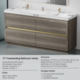 72" Freestanding Bathroom Vanity with Sink, Bathroom Storage Vanity Cabinet with Stone Resin W1573P211194