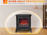 Black Freestanding Electric Fireplace Stove, 750W/1500W Heater with Realistic Flame Effect & 28390366