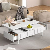 U-Can Lift-Top Coffee Table with 2 Drawers, Modern Space Saving Center Table with N724P292514K
