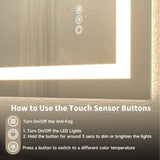 28x36" Frameless Tempered MirrorDual LED Light StripsFront and Back Lighting T3177P320555