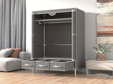 Portable Clothes Closet Rolling Door Wardrobe Hanging Rack Non-Woven Fabric Storage Organizer 89125486