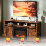 58" Weathered Barn Door Fireplace TV Stand for 23" Insert, Sliding Track 84621261