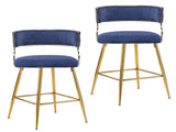 2pcs Thick Corduroy Gold-plated Iron Feet Bar Stool Blue 93452070