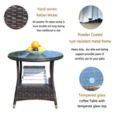 ZUN Outdoor patio Furniture 1 Round Coffee Table with clear tempered glass W209P237532