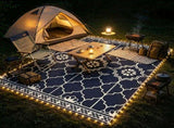 10' x 8' Reversible Outdoor Rug Carpet LED Light PP Straw Rug with Carry Bag & Ground Stakes for 80537728