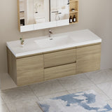 60" Floating Bathroom Vanity with Sink, Modern Wall-Mounted Bathroom Storage Vanity Cabinet with W1573P152704