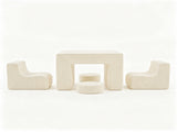1 PC Kids Modular Sofa Set, 1 Table & 2 Chairs with 2 Round Cushions, White Corduroy Kids Sofa 87109911