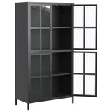 Premium Black Metal Storage Cabinet with Tempered Glass Doors, Adjustable Shelves, Anti-Tipping T2398P263577